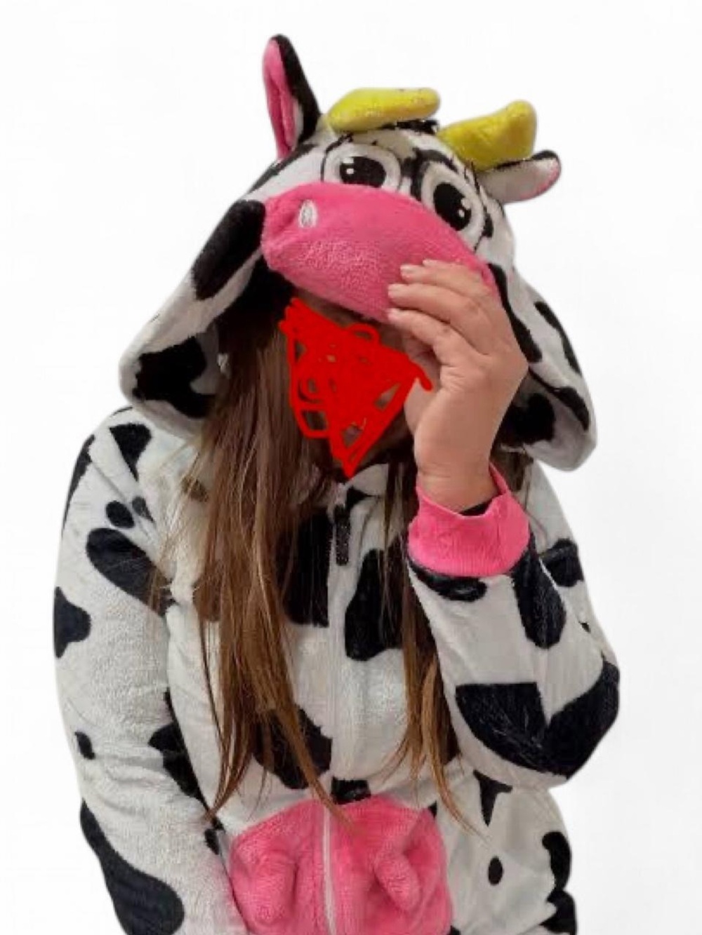 Ladies Cow Plush Hooded Onesie Halloween costume